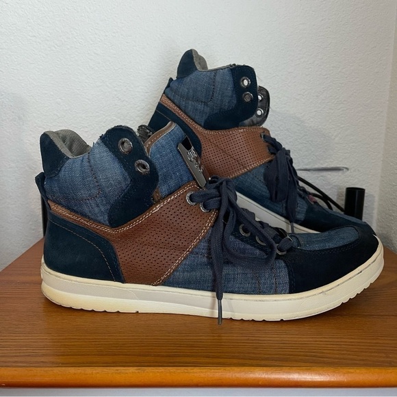 Men's Guess Denim Leather High Top Shoes size 11.5M - Picture 2 of 7